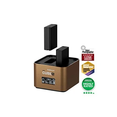 Immagine di Hähnel ProCube 2 DSLR Duo Charger for Olympus EU/UK/USA Plug BLN 1, BLS 5 &amp; BLH 1 Built in USB Charging Ports AA Slots