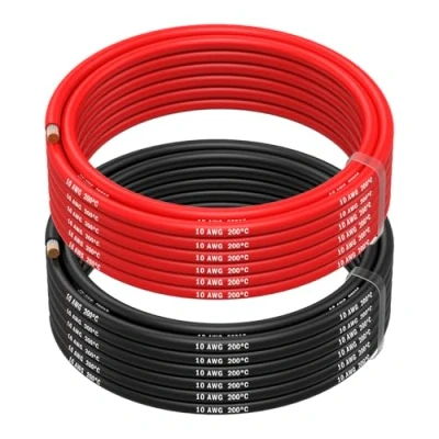 Immagine di MMOBIEL 10 AWG Cavo Elettrico Silicone gauge (5,26 mm²) in Rame Stagnato 2 Fili Separati Rosso e Nero Ciascuno 5m / 16.4ft per RC, Droni, Stampanti 3D, Batterie, Cavi Oratori, Strisce LED