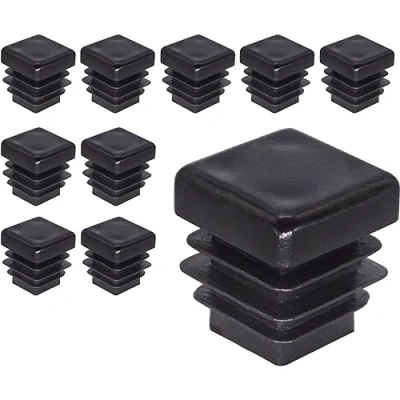 Immagine di SKIR&#039;CO tappi quadrati in plastica, 16 x mm, per tubi opachi, inserti quadrati, pali recinzioni, colore nero RAL 9005, 10 pezzi