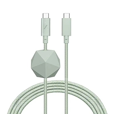 Immagine di Native Union Desk Cable Type C Pro Cavo di ricarica ultra robusto da USB a 2,4 m per MacBook e iPhone 16, 13&quot; M1/ M2, Air 13&quot;/15&quot;, Surface Go 3 (Sage)