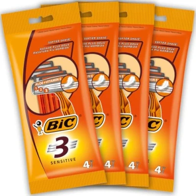 Immagine di BIC 3 rasoi monouso da uomo, a testa fissa, tripla lama per una rasatura ravvicinata, confezione 4 confezioni