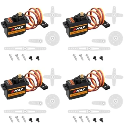 Immagine di Hawk’S Work Micro Servo 9g, Kit Motore Orientato in Metallo per Braccio Robotico Aereo RC Elicottero Auto Barca, Progetto STEM e Raspberry Pi (Emax ES08MA II) (4 PCS)