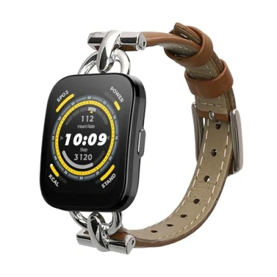 Immagine di kwmobile Cinturino compatibile con Huami Amazfit Bip 5 Unity/Amazfit / GTR 4 in vera pelle Fascetta ca. 14 20 cm fibbia marrone chiaro