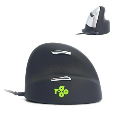 Immagine di R GO Tools RGOHE Mouse Ergonomico USB Ottico Nero, Argento 4 Tasti 3500 dpi