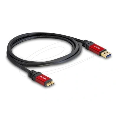 Immagine di Delock Cavo USB 3.2 Gen1 (USB 3.0) Spina A, Micro B 3.0 2.00 m Rosso, Nero contatti connettore dorati, Certificato UL 1672263
