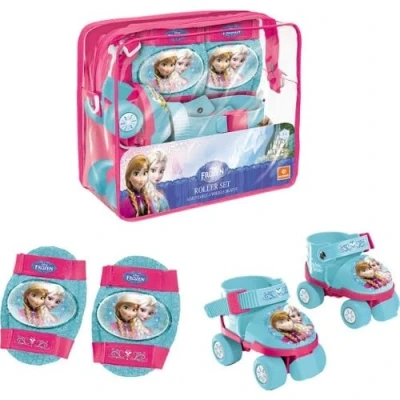 Immagine di Mondo Toys pattini a rotelle regolabili Forzen Disney per bambini Taglia dal 22 al 29 set completo di borsa trasparente, gomitiere e ginocchiere 28298