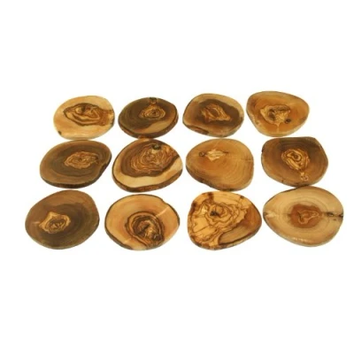 Immagine di D.O.M.® Sottobicchieri in legno d&#039;ulivo, 12 pezzi, ad esempio per bicchieri