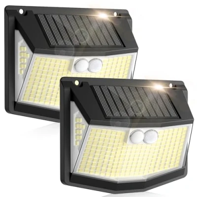 Immagine di Lampada solare per esterni, rilevatore di movimento: 248 LED proiettore con sensore movimento, 3 modalità a 270, illuminazione sicurezza, senza fili, IP65, impermeabile,