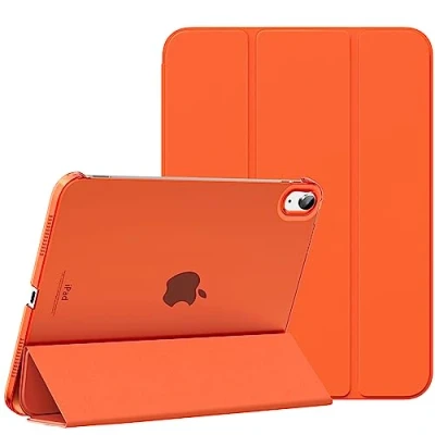 Immagine di MoKo Custodia Compatibile con iPad 10 Generazione 2022 10,9&quot;, Coperchio Tripieghevole, Retro Traslucido in Pelle PU e PC, Auto Riattivazione Standb, Arancione