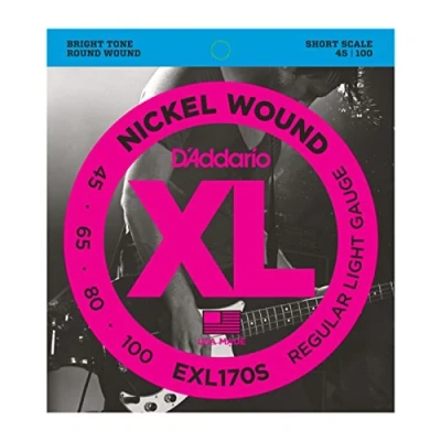 Immagine di D&#039;Addario Corde Basso Elettrico XL EXL170S 4 Breve Scala, Luce, 45 100 1 Pacchetto