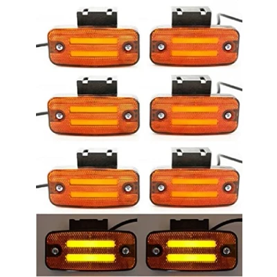 Immagine di 8 Luci LED, 24 V, con supporti, per camion, autocarro, rimorchio, caravan, colore arancione, confezione da pezzi