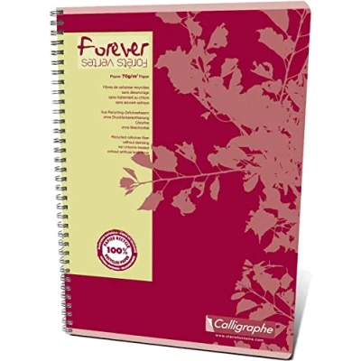 Immagine di Calligraphe 17407C confezione da 10 Quaderni a spirale Forever Rossi A4 21x29,7 cm 100 pagine quadretti piccoli carta 100% riciclata 70 g Copertina in