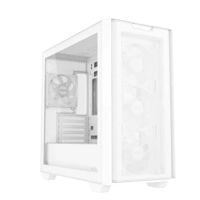 Immagine di ASUS A21 PLUS TG ARGB WHITE, Case Micro ATX, Supporta Schede Madri con Connettori Nascosti, Radiatori da 360 mm e Grafiche 380 mm, 4 Ventole Preinstallate, Bianco