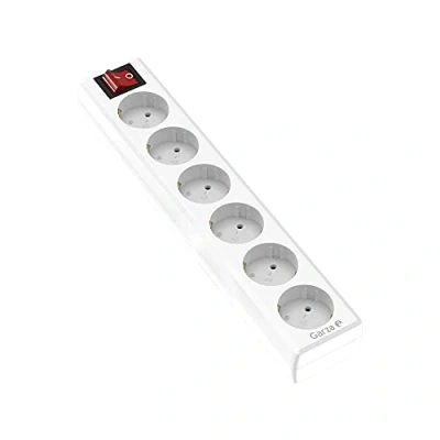 Immagine di Garza 420026 power base multipla senza cavo di 6 prese Schuko, con interruttore, colore, bianco, Medium