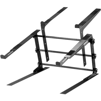 Immagine di Pyle Supporto Laptop Portatile Doppio, Altezza Regolabile, Design Ergonomico, Punte Antiscivolo per DJ e Attrezzature Audio, Notebook