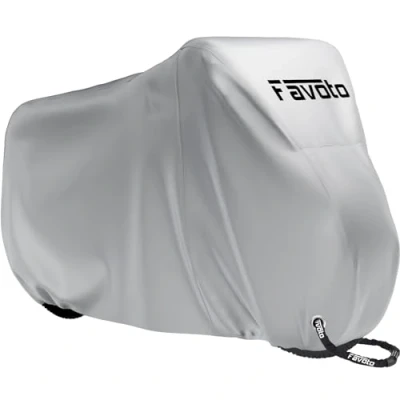 Immagine di Favoto Custodia Bici Telo Copribici Copertura Biciclette da Esterno 210D Coperta Impermeabile Resistente a Polveri/Pioggia/Neve/UV, può Coprire 2 con Sacchetto per Il Trasporto (Argento)