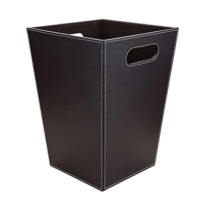 Immagine di KINGFOM™ Classico Cestino per la Carta in Pelle, Ufficio/Bagno/Cucina/Camera da Letto (Marrone)