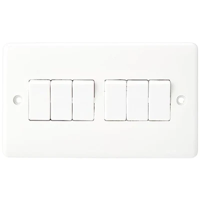 Immagine di Knightsbridge CU4200 Interruttore Curvo 10 A 6 Gang 2 Vie, Bianco