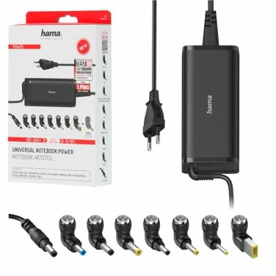 Immagine di Hama alimentatore di rete per computer portatile 15 V, 19 90 W (alimentatore universale laptop, caricatore con 8 connettori notebook modelli comuni,