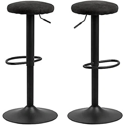 Immagine di AC Design Furniture Finn Set di 2 sgabelli da bar, altezza 82 x larghezza 40 profondità cm, antracite/nero, tessuto/metallo, pezzi
