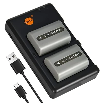 Immagine di DSTE 2PCS NP FP50 (1100mAh/7.4V) Batteria Caricatore Compatibile per Sony FP30,NP FP60,NP FP70,NP FP71,DCR DVD203E,DCR DVD205,DCR DVD205E,DCR DVD304E,DCR DVD305,DCR DVD403