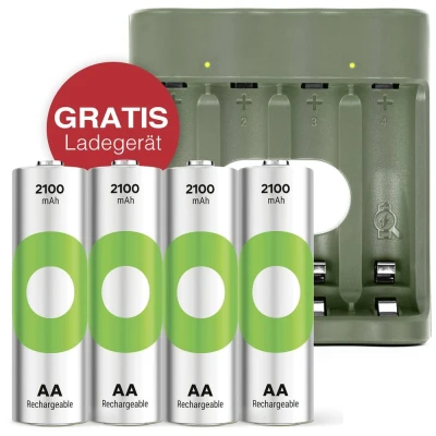 Immagine di GP Aktion Gratis Ladegerät USB Modell B441 inkl. 4x AA Akku Batteria ricaricabile Stilo (AA) NiMH 2100 mAh 1.2 V 1 KIT