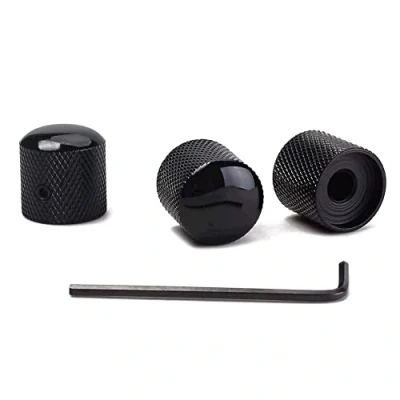 Immagine di Alnicov manopole di controllo per chitarra precisione con 6,0 mm diametro, set 3 a cupola zigrinate (nero)