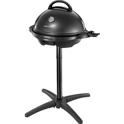 Immagine di George Foreman Barbecue Elettrico 2 in 1 Grill da Tavolo e Con Pedistallo Uso interno ed esterno; Ø44,5 cm, Display Temperatura; Vassoio per Grasso; 2400 W, 22460 56