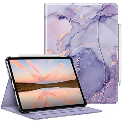 Immagine di FINTIE Custodia compatibile con iPad Pro 11&quot; (2022/2021/2020/2018, 4a/3a/2a/1a generazione) a portafoglio multi angolo portapenne e tasca, accensione spegnimento automatico, marmo