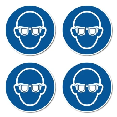 Immagine di Utilizzare la protezione degli occhi: M004 DIN EN ISO 7010 / ASR A1.3 Adesivo: Ø 10 cm, 4 pezzi