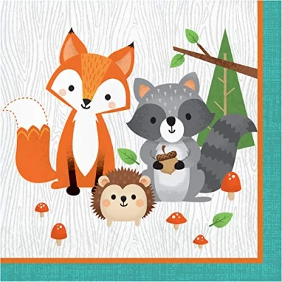 Immagine di Creative Converting PC343947 Tovaglioli di carta per pranzo a 2 veli, motivo: animali selvatici, 16 pezzi