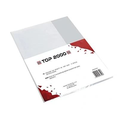 Immagine di Confezione da 5 quaderni per libro, formato DIN A4, trasparente, in polipropilene riciclabile, 0,09 mm, extra resistente TOP 2000