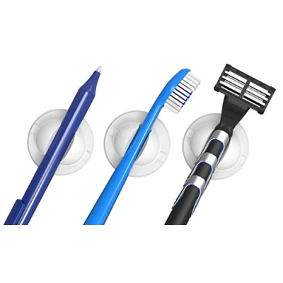 Immagine di Schneider Klick Fix Supporto universale per spazzolino da denti, rasoio, cavi, penne e molto altro ancora, fino a max. 150 g, set 5 pezzi, bianco
