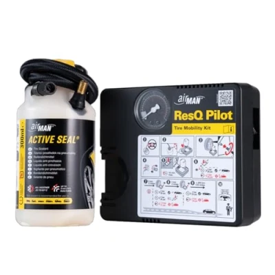 Immagine di AirMan Kit di Riparazione Pneumatici con sigillante per Foratura valvola, compressore d&#039;Aria, Tutte Le Auto (Kit Pilot 2.0)