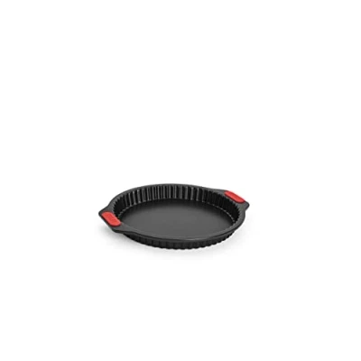 Immagine di Woll Bakeware Stampo per quiche e torte, Ø 26 cm, con fondo rimovibile manici in silicone resistente al calore fino a 230C, senza PFAS, rivestimento antiaderente due strati, acciaio
