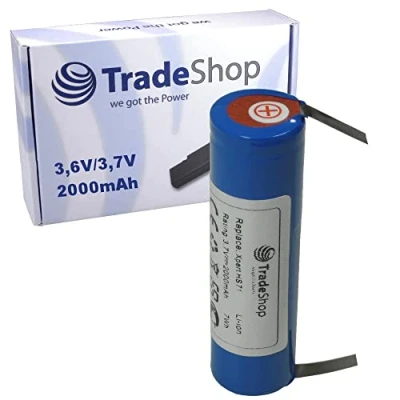 Immagine di Batteria agli ioni di litio da 3,6 V/3,7 V, 2000 mAh, compatibile con Bosch IXO (67 mm x 18,5 bandiere saldatura a U 5 mm)