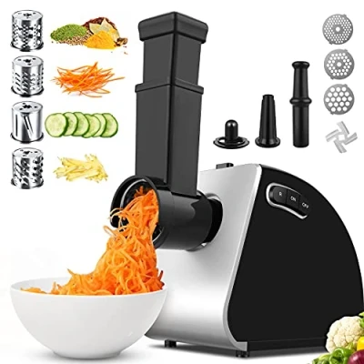 Immagine di Tritacarne Elettrico Professionale, 5 in 1 Multifunzione per Carne con 3 Piastre di Macinazione, Affetta Verdure, Attacco Salsiccia e Kubbe biscotti, 2000W, Acciaio Inox