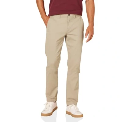 Immagine di Amazon Essentials Pantaloni Chino Elasticizzati Casual vestibilità Aderente Uomo, Marrone Kaki, 32W / 28L