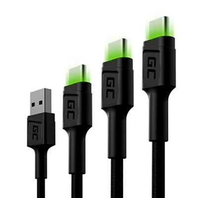 Immagine di GC Ray LED SET 3x 30cm 120cm 200cm USB C Cavo Tipo Nylon Cavetto Cable di Ricarica per Samsung Galaxy S22 S21 S20 Ultra S10 S9 S8+ Note 20 10 9 8 A80 A71 A70 A50 A42 Huawei P40 P30 P20