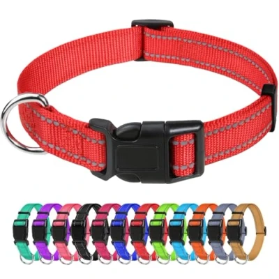 Immagine di TagME Collare per Cani in Nylon Riflettente, Fibbia Staccabile Durevole, Collari Di Sicurezza Regolabili Piccola Taglia, Rosso, Larghezza 1.5 cm
