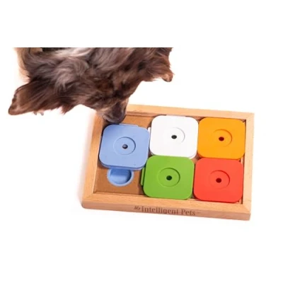 Immagine di My Intelligent Pets Dog &#039;Sudoku Medium Advanced Color Interactive Wooden Cat Toy