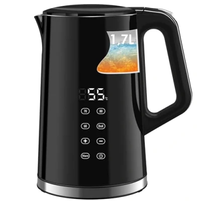 Immagine di WANNYTON Bollitore Elettrico da 1,7L, 2200W, con Temperatura Regolabile e Mantenimento del Calore, in Acciaio Inox, senza BPA, Protezione Completa, Nero