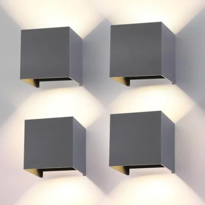 Immagine di 4 Pezzi LED 15W Lampada da Parete Esterno/Interno Regolabile 3 colori Cubo 11CM IP65 Impermeabile Lampade Esterno Applique Esterni Quadrata Angolo del Fascio Moderne Grigio Scuro