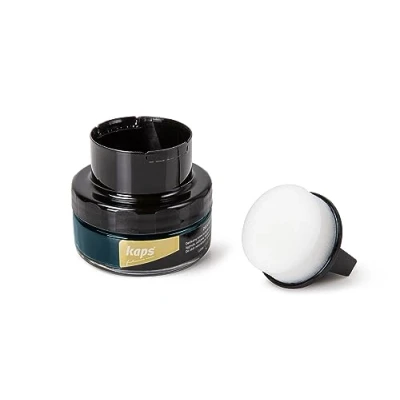 Immagine di Kaps Crema per la Cura delle Scarpe con Spugna Applicatore, Intensiva e Nutrimento Pelle, Delicate, 70 Colori (158 Aria Blu)