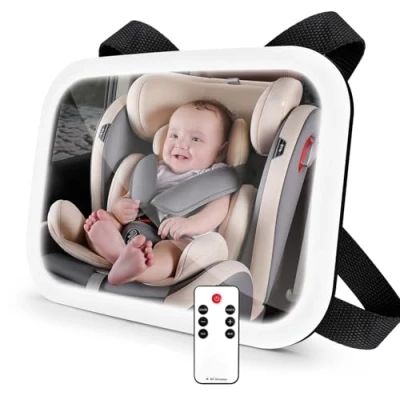 Immagine di Comius Sharp Specchietto Retrovisore per Auto Bambini, Specchio Infrangibile al 100% i Viaggi in auto, Seggiolino Antiurto, Controllo Vocale, Batteria da 2000 mAh