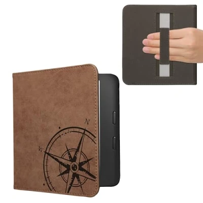 Immagine di kwmobile Custodia Compatibile con Kobo Libra 2 Cover Fascia Chiusura Magnetica Simil Pelle eReader Flip Case Bussola vintage