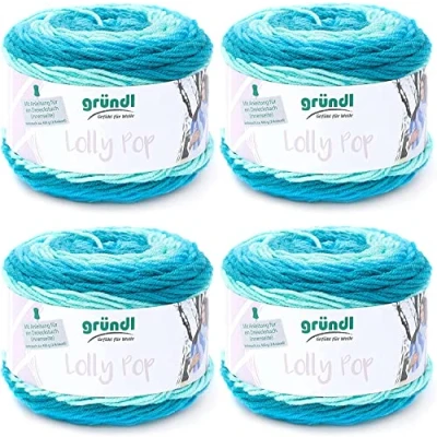 Immagine di Gründl Lolly Pop Filato per Uncinetto e Maglieria (Filato Universale simile alla Lana Lavabile 100% poliacrilico, 150 g / 240 m, Dimensioni dell&#039;ago: 5 6, 4 x g), Forsty Swirl