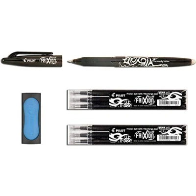 Immagine di Pilot Frixion Penna roller cancellabile (+ gomma extra, 6 mine, colore: Nero