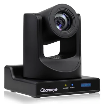Immagine di Chameye Telecamera PTZ HDMI 30x zoom ottico AI Auto Tracking Camera con display LCD, 3G SDI IP 1080P 60fps PoE Live Streaming per eventi educativi al culto della Chiesa, C730