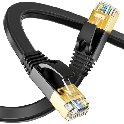 Immagine di Soibke Cavo Ethernet 25 metri Cat 7, rj45 25m di Rete LAN Alta Velocità Gigabit, Piatto Schermato (25 Clips) Più veloce Cat6/Cat5, per Switch/Router